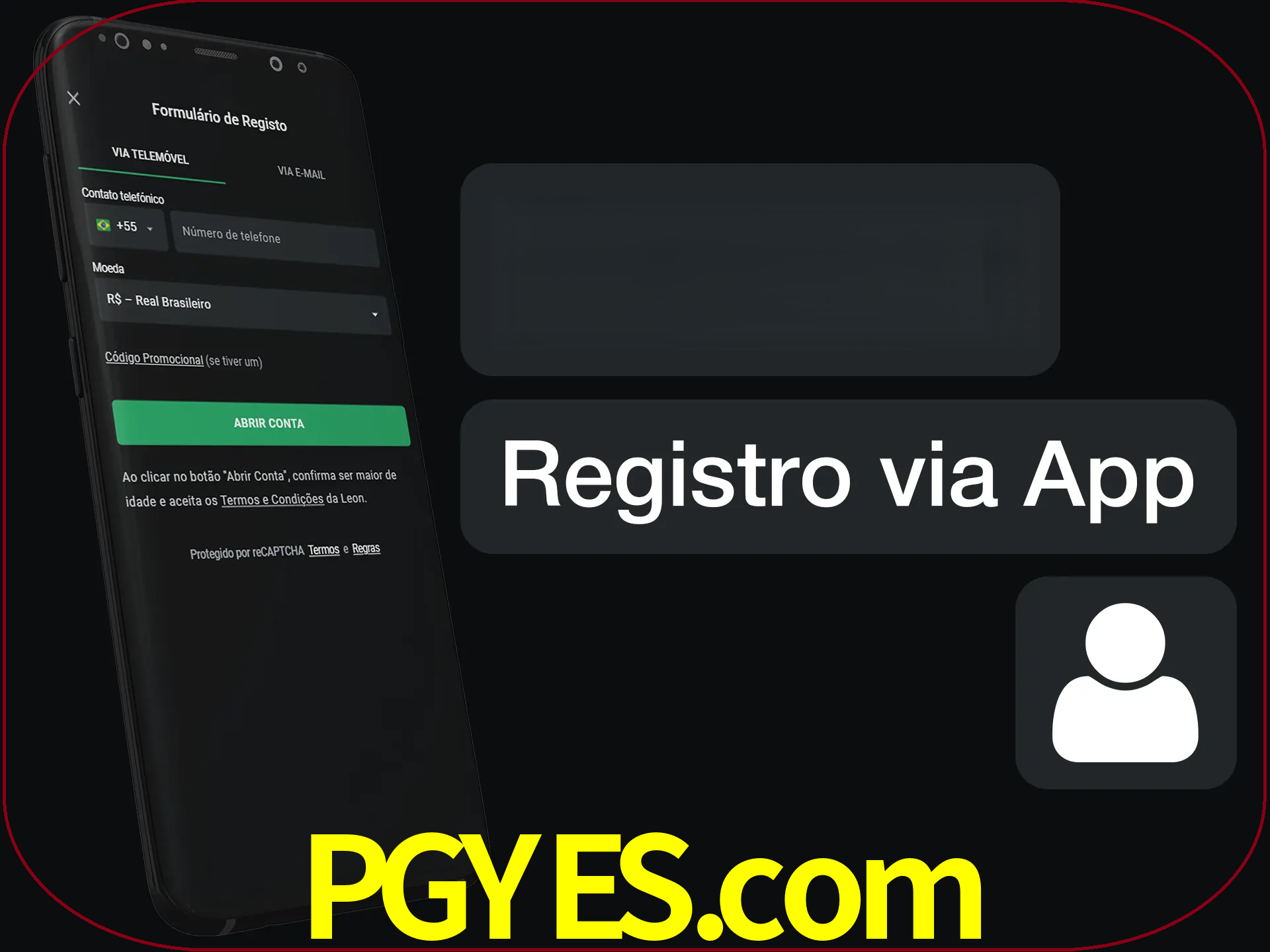 Registre-se com duas etapas usando o aplicativo.